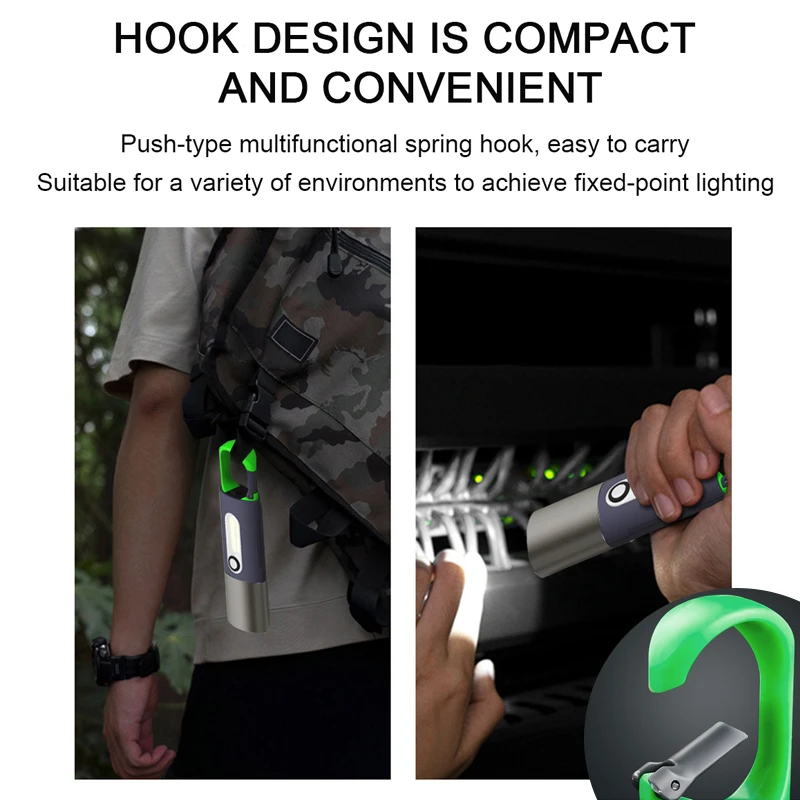 Portable Strong Light Flashlight Multifunctional Outdoor Hand Light Type-C Rechargeable LED Laser Torch Lamp Emergency Camping