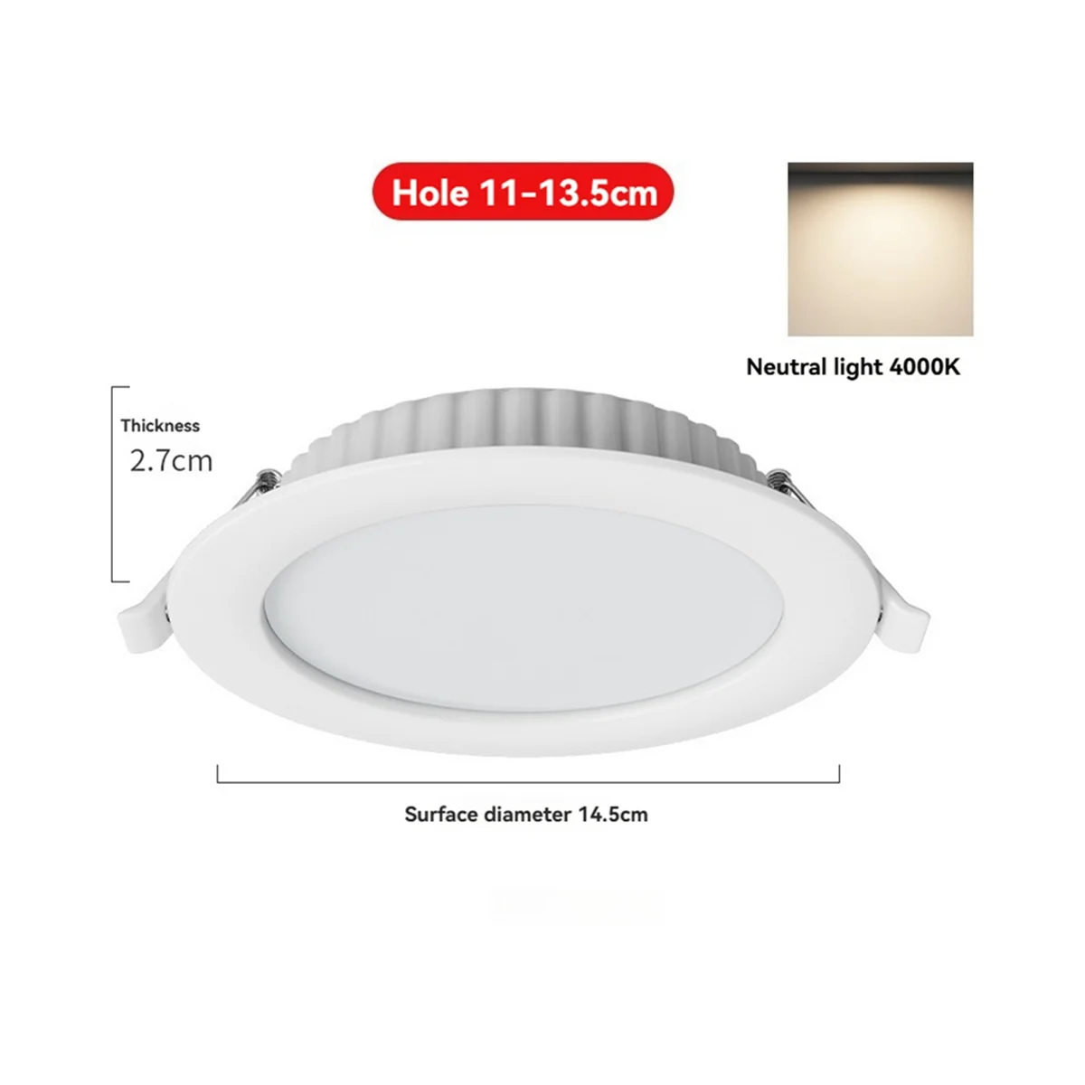 A72P 6PCS 12W LED Downlight Recessed Round Ceiling Spotlight for Indoor Bedroom Home Decorative Lighting Neutral Light