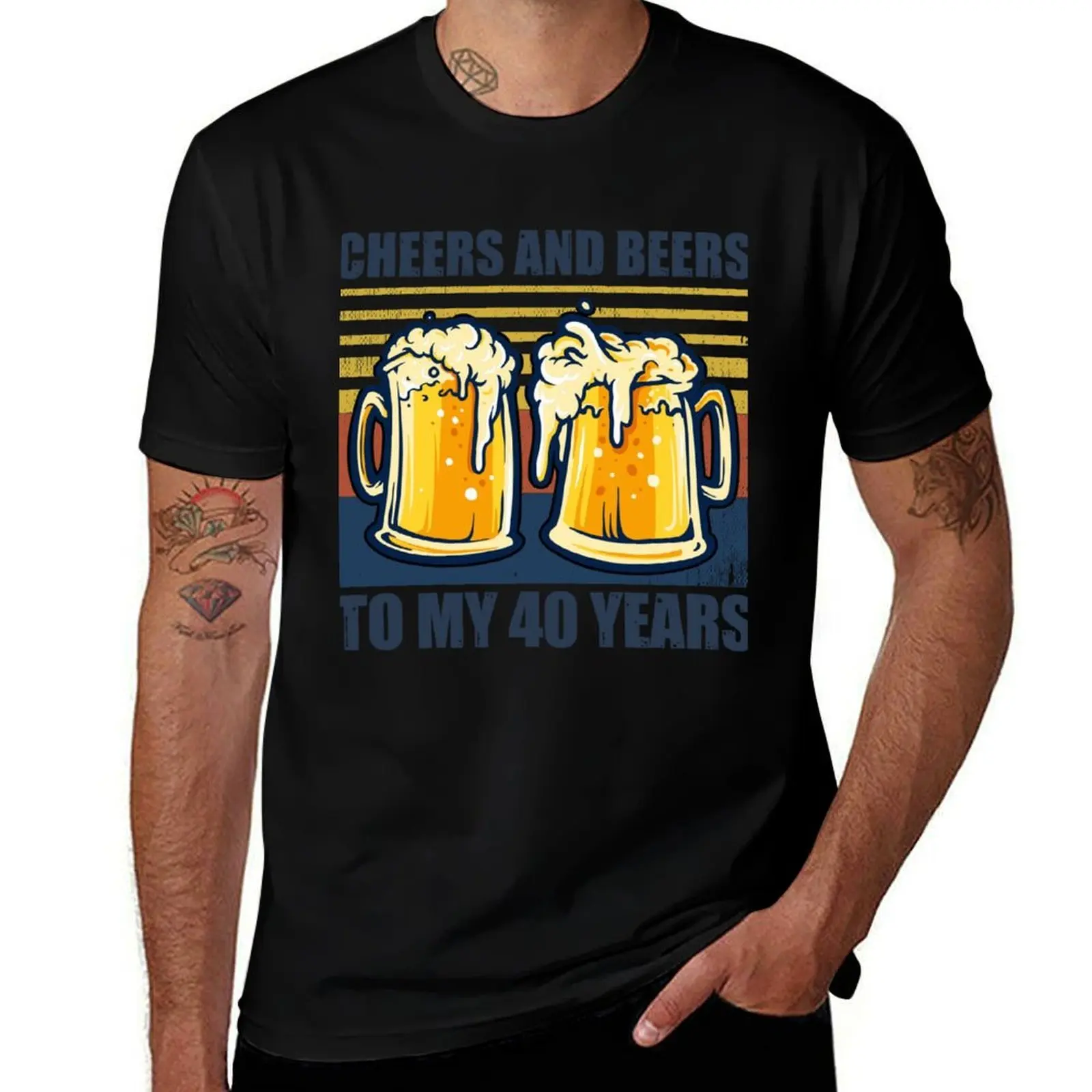 

40th Birthday Beer Drinking Gift T-Shirt oversizeds oversized kawaii clothes mens graphic t-shirts big and tall