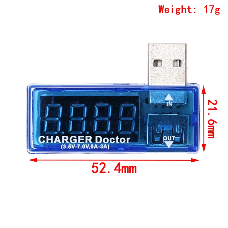 Digital USB Mobile Power charging current voltage Tester Meter Mini USB charger doctor voltmeter ammeter Turn transparent