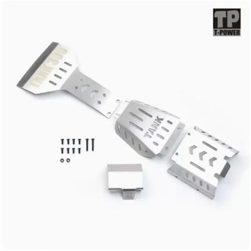 Stainless Steel Guard Plate Metal Armor Chassis Armor HD6089 For Traction Hobby 1/8 KM TANK300 RC Car
