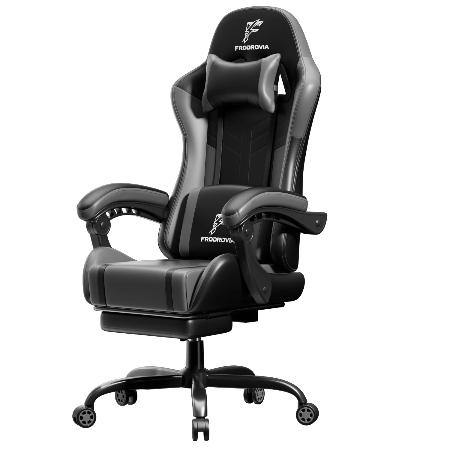 Ergonomischer Gaming-Stuhl mit ausziehbarer Fußstütze und verstellbarer Kopfstütze, Computerstuhl mit Massagefunktion, 360° °   Drehbar, geeignet für Heim-Gaming und Büronutzung