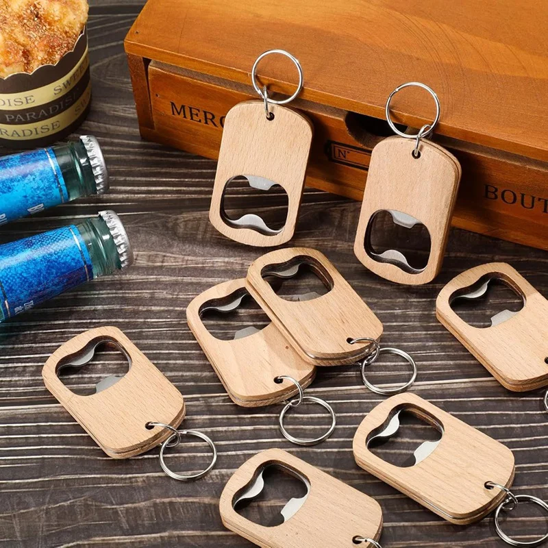 

Wooden Keychain 50 Pcs Wood Bottle Opener Wooden Keychain Bottle Opener Blanks Unfinished Keychain