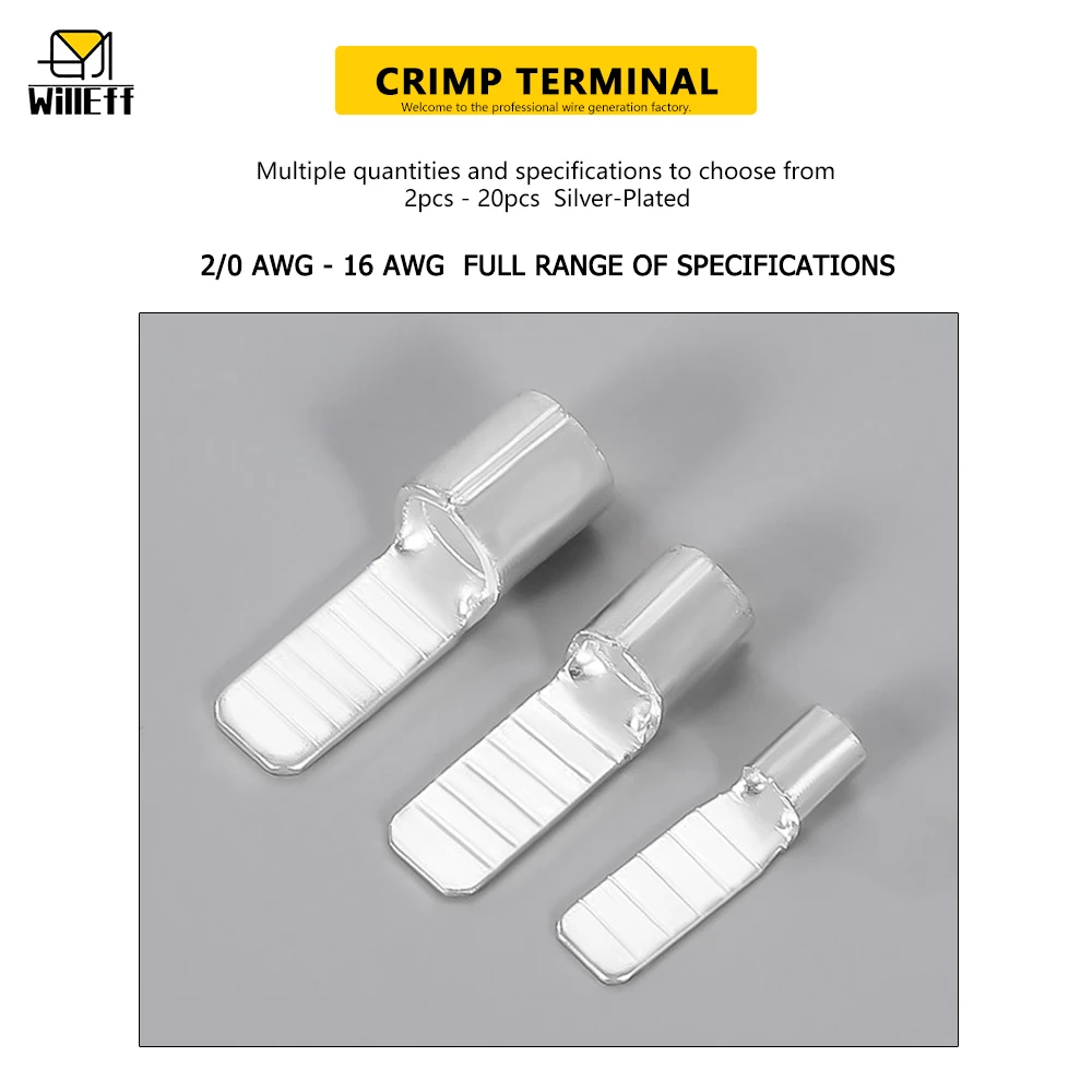 Copper silver-plated lug Terminal Circuit Breaker Plug Pin-Shaped Cable Wire Lug Insert Crimp Terminal C45 Air Switch Lug