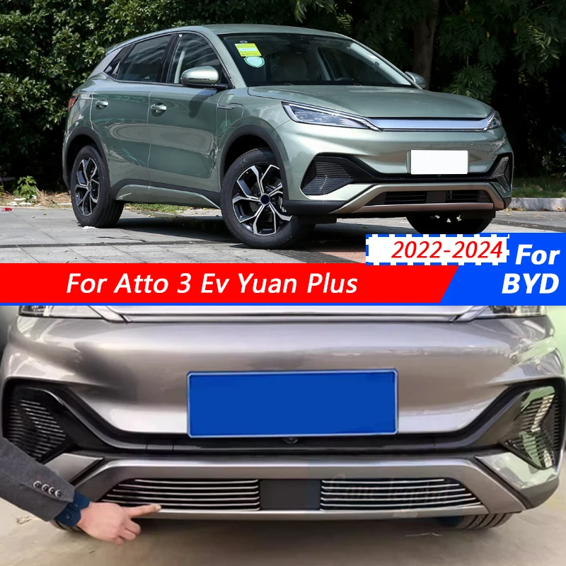 

For BYD Atto3 Ev Yuan Plus 22-24 Front Lower Grill Cover Trims Accessories Car Lower Mesh Grill Grille Cover Trim Aluminum Alloy