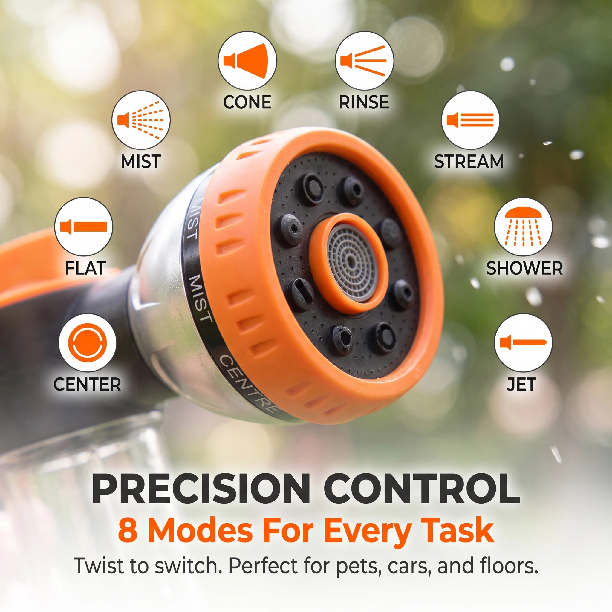 Car Wash Foam Spray Gun 8 Adjustable Modes One-Step Foam Washing Nozzle for Car Garden Cleaning Water Sprayer Tool
