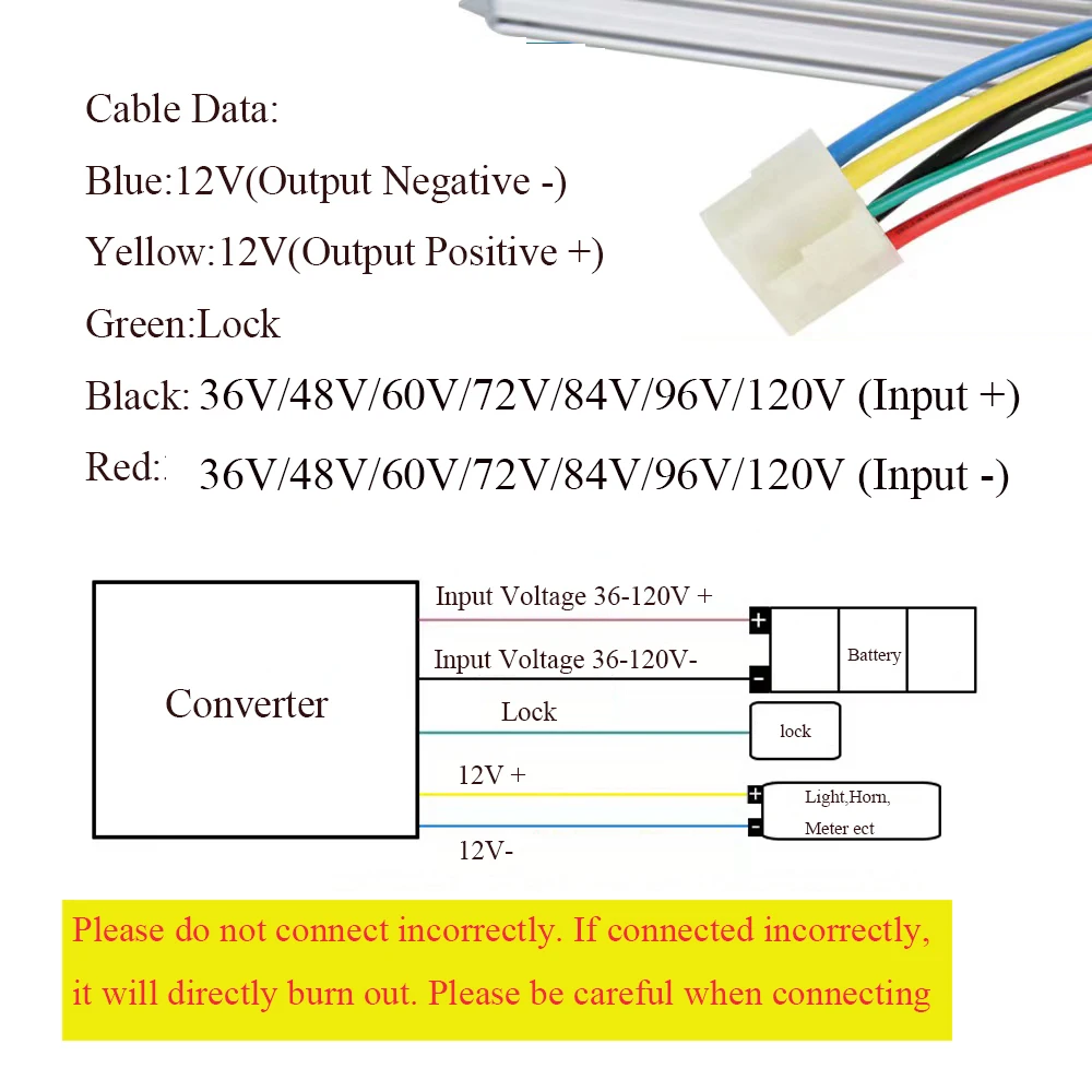 eBike DC 48V 60V 72V 84V 96V 120V To 12V 30A 400W Converters Electric Buck Converter Module Power Supply Voltage