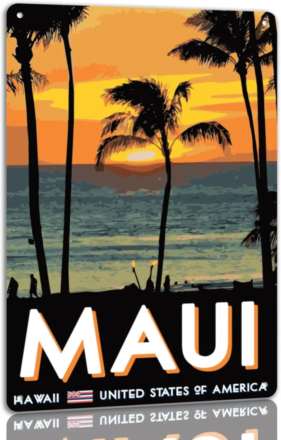 Maui Hawaii United States of America Vintage Retro Tin Sign Metal Sign Wall Decoration Plaque Poster Room Office Restaurant Cafe