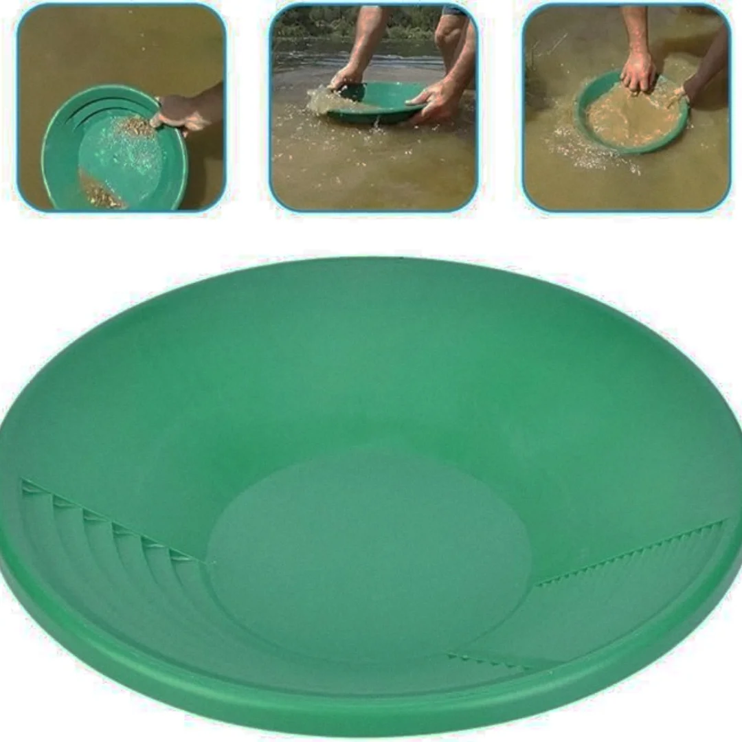 15 inches Gold Panning Pan Gold Sifting Classifier Washing Sieve Tray Accessory Green Gold Pan Gold Panning Tool Gold Classifier