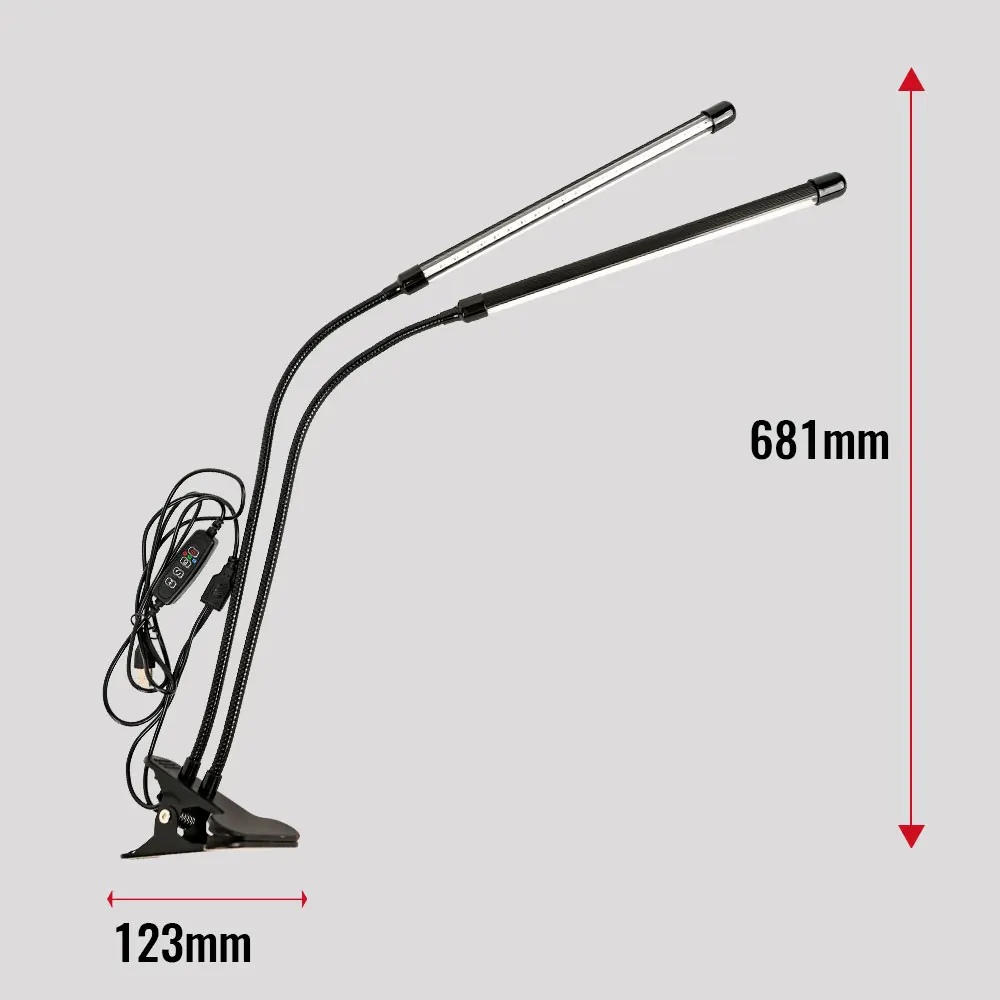 Dual-Head Clip-On Plant Light LED Grow Lights With Circuit Timer And Light Adjustment Suitable For Succulent Plants