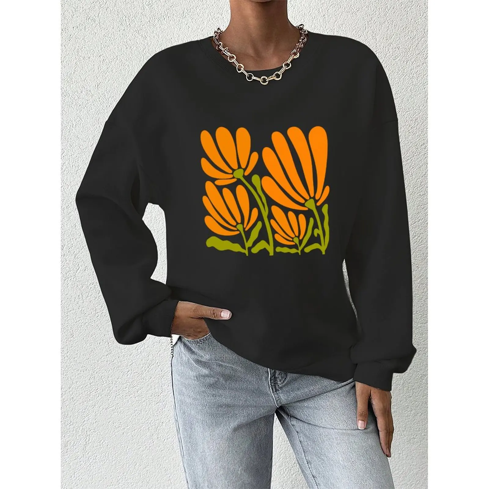 

Elegant Long Sleeve Sweater Autumn Fashion Long Sleeve Round Neck Autumn Winter Wear Casual Style Female Clothing