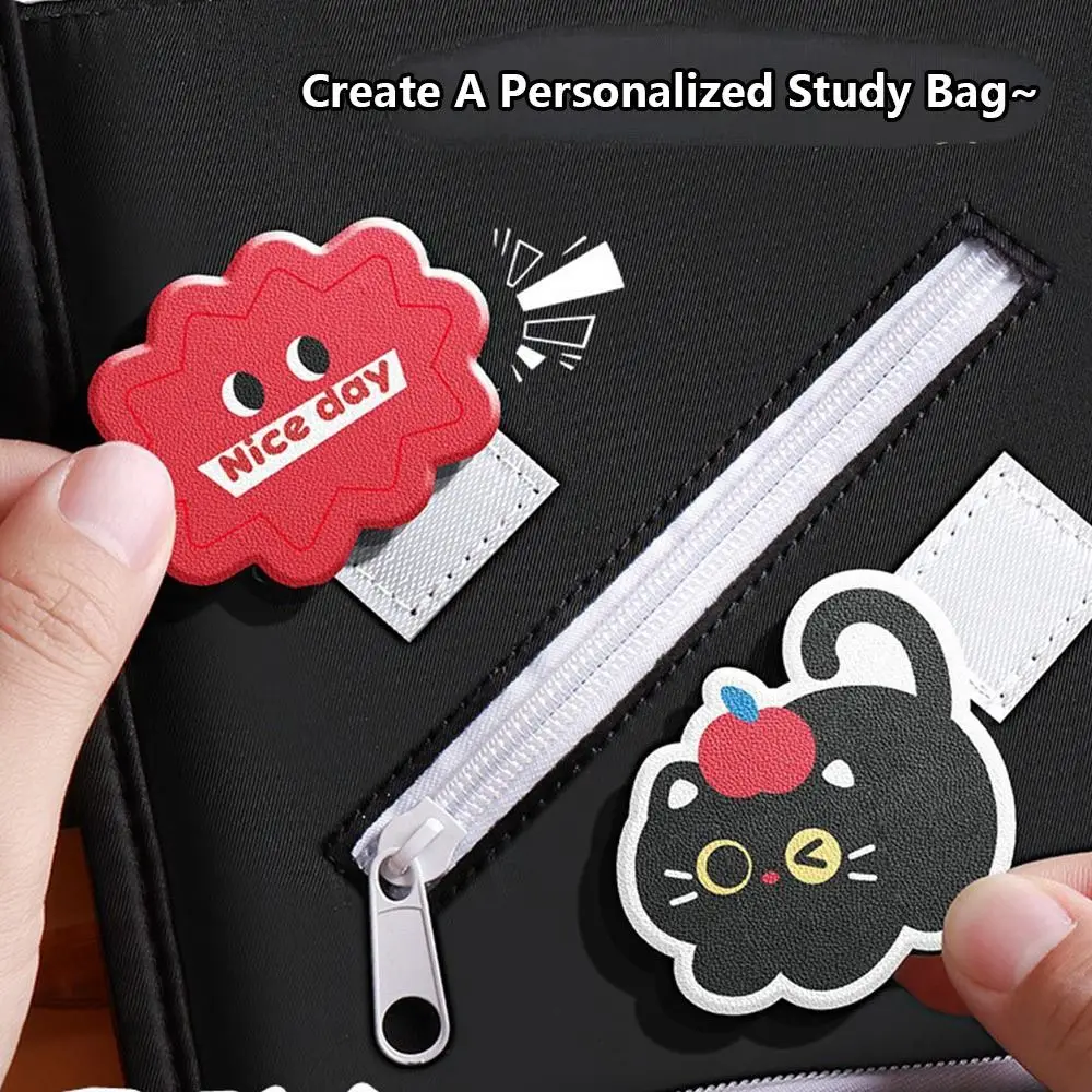 Cartoon Seven Layers Canvas Handbag Portable Multifunctional Books Bag Large Capacity Document Organizer School Office