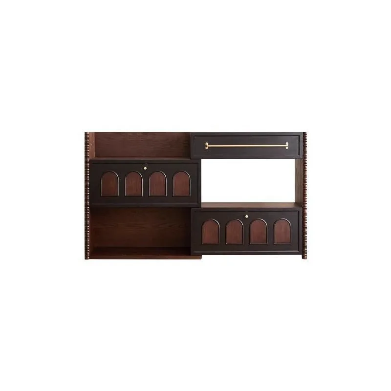 French retro solid wood shoe cabinet, rotating retractable locker
