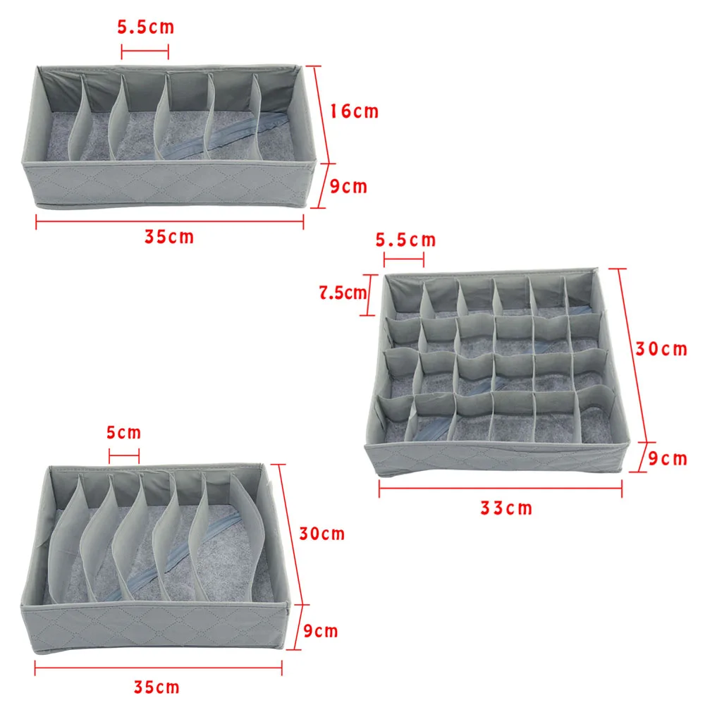 3PCS Bamboo Charcoal Storage Box Zipper Bamboo Charcoal Storage Box Organize Box Foldable Bra Bra Storage Box Divider