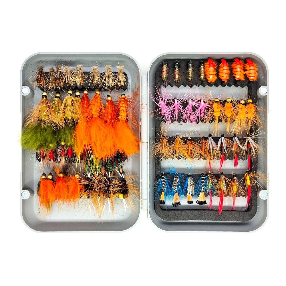 Imagem -04 - Kyleboaker-fly Fishing Flies Kit Fishing Lure Variedade Ninfa Streamer Truta Baixo Salmão Steelhead 64 Pcs