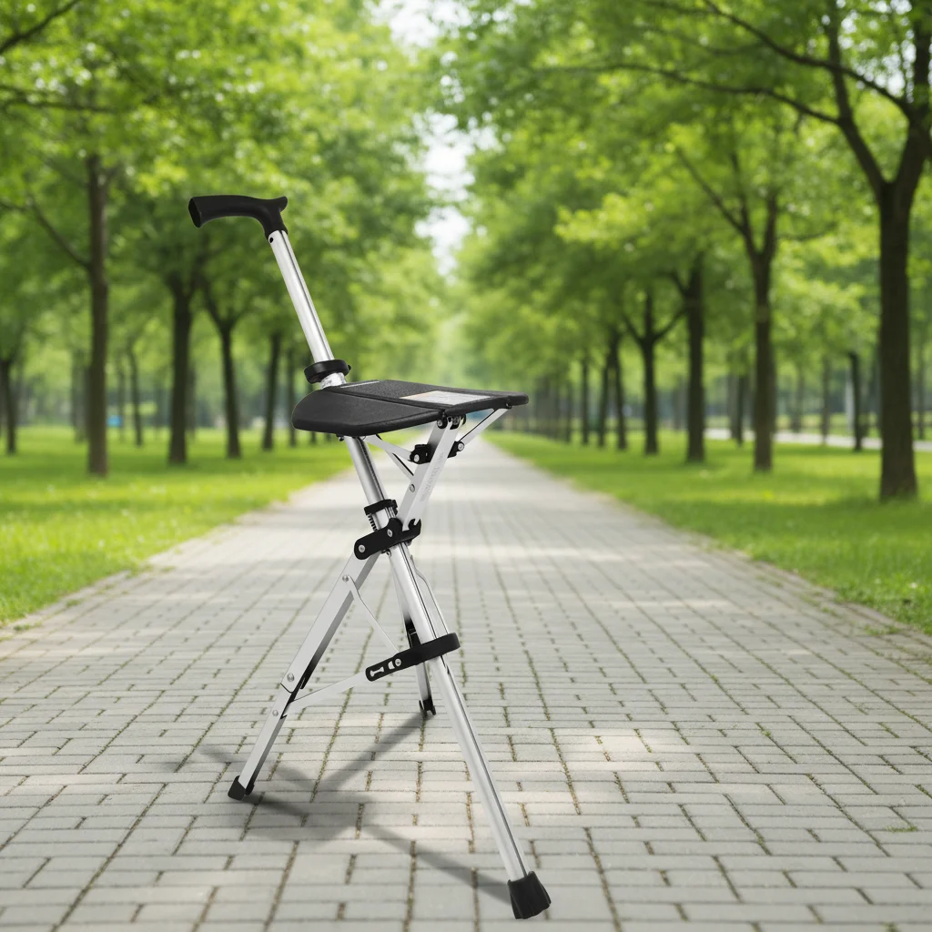 

Folding Walking Stick with Seat, Aluminum Alloy 1.1kg, Portable Cane Chair, Adjustable Height, Outdoor Walking Seat for Elderly