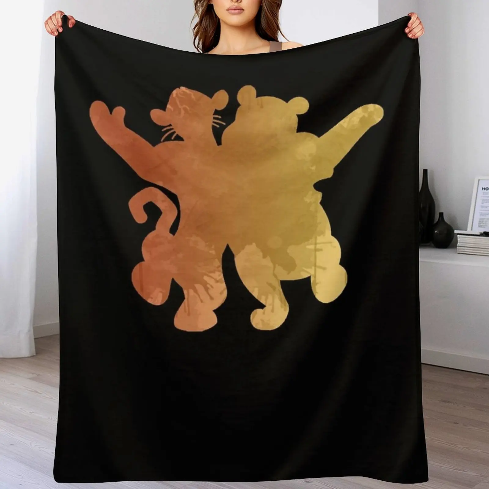 

Loves Music And Tiger And Bear Inspired Silhouette Vintage Photography Throw Blanket Cute Retros Flannels Blankets