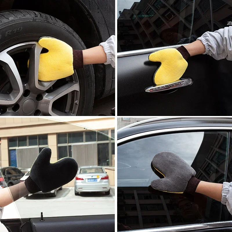New Double Sided Coral Fleece Car Wash Gloves Scratch Free Thickened Auto Cleaning Wiping Tools for Car Paint Care