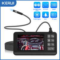 KERUI 1080P Single Dual Lens Industrial Endoscope 4.3 inch Screen Digital IP67 Waterproof Borescope Inspection Camera 1/3/5/10M