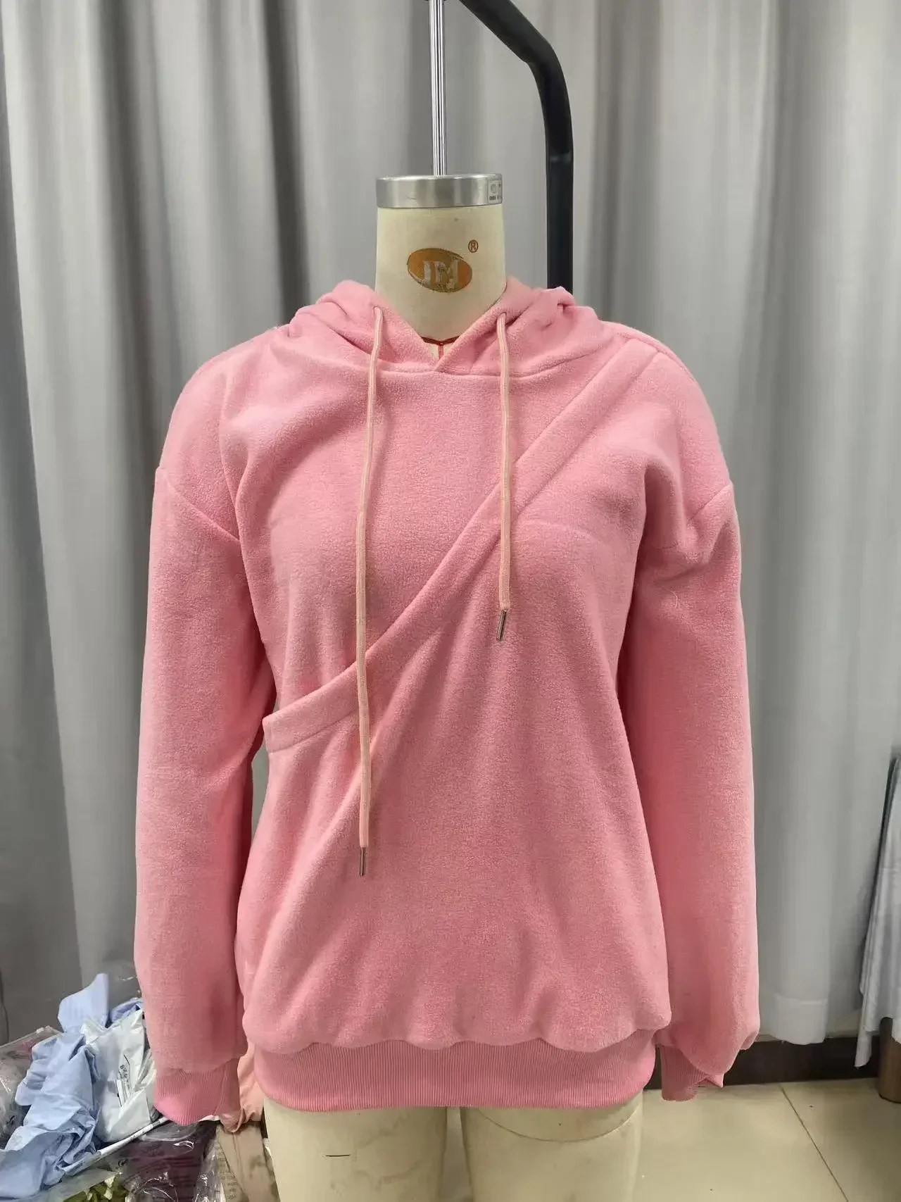 Women Solid Hooded Fleece Oversized Pullover Sweatshirt With Pet Pocket Autumn Winter Casual Top Ladies Cozy