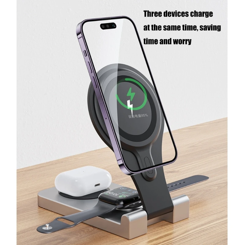 Versatile 15W Charging Station Wireless Charges with Hold Compact Foldable Wireless Charges Efficient Charging