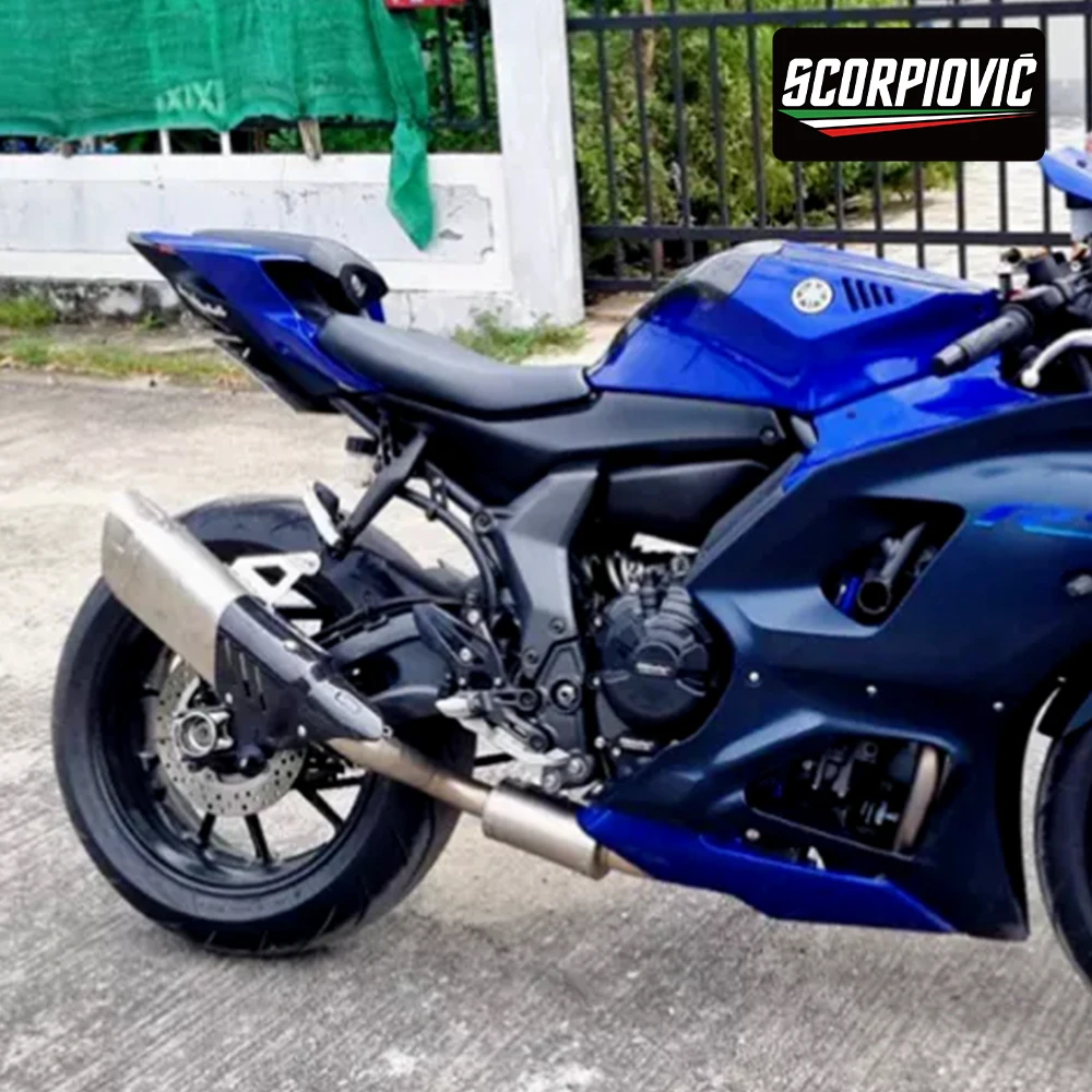 For YZF R7 2021-2026 Full Exhaust System Modified Front Link Pipe With 2 Oxygen Sensor Openings Escape Muffler With DB Killer
