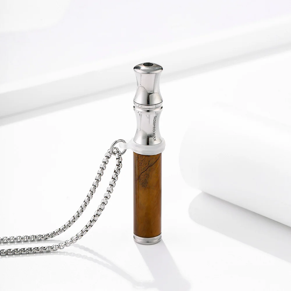 Double-layer Anxiety Breathing Necklace Natural Crystal & Stone Stainless Steel Quit Vaping Tools Natural Calm & Stress Relief