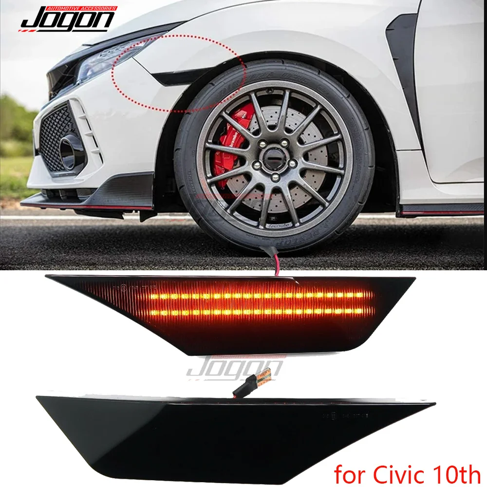 2 Pcs Dynamic Side Marker Light Sequential Lamp Blinker For Honda Civic 10th Turn Signal Lights 2016 2017 2018 2019 2020