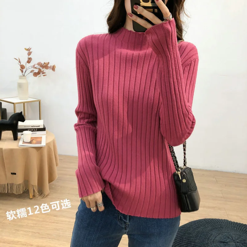 

Fashion Solid Color All-match Knitted Sweater Women's Clothing 2022 Autumn New Oversized Casual Pullovers Korean Tops Basic