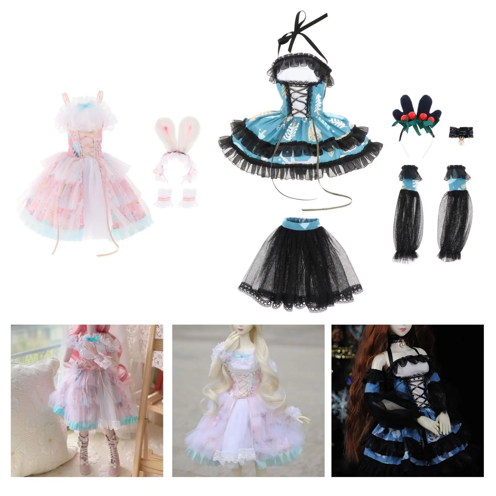 

Большой комплект кукольного платья для девочек, праздничное платье с аксессуарами для волос, комплект одежды для кукол BJD/3 куклы BJD, 24 дюйма, 60 см, аксессуар, костюм