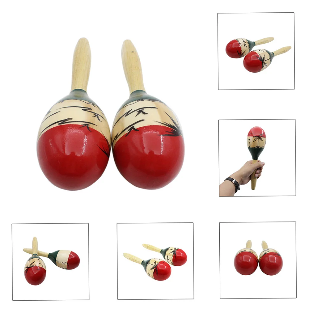 1 Pair Mini Wooden Children Maracas Toys Premium Sand Hammer Toy Noisemaker Infant Baby Sound Recognition Educational Toy