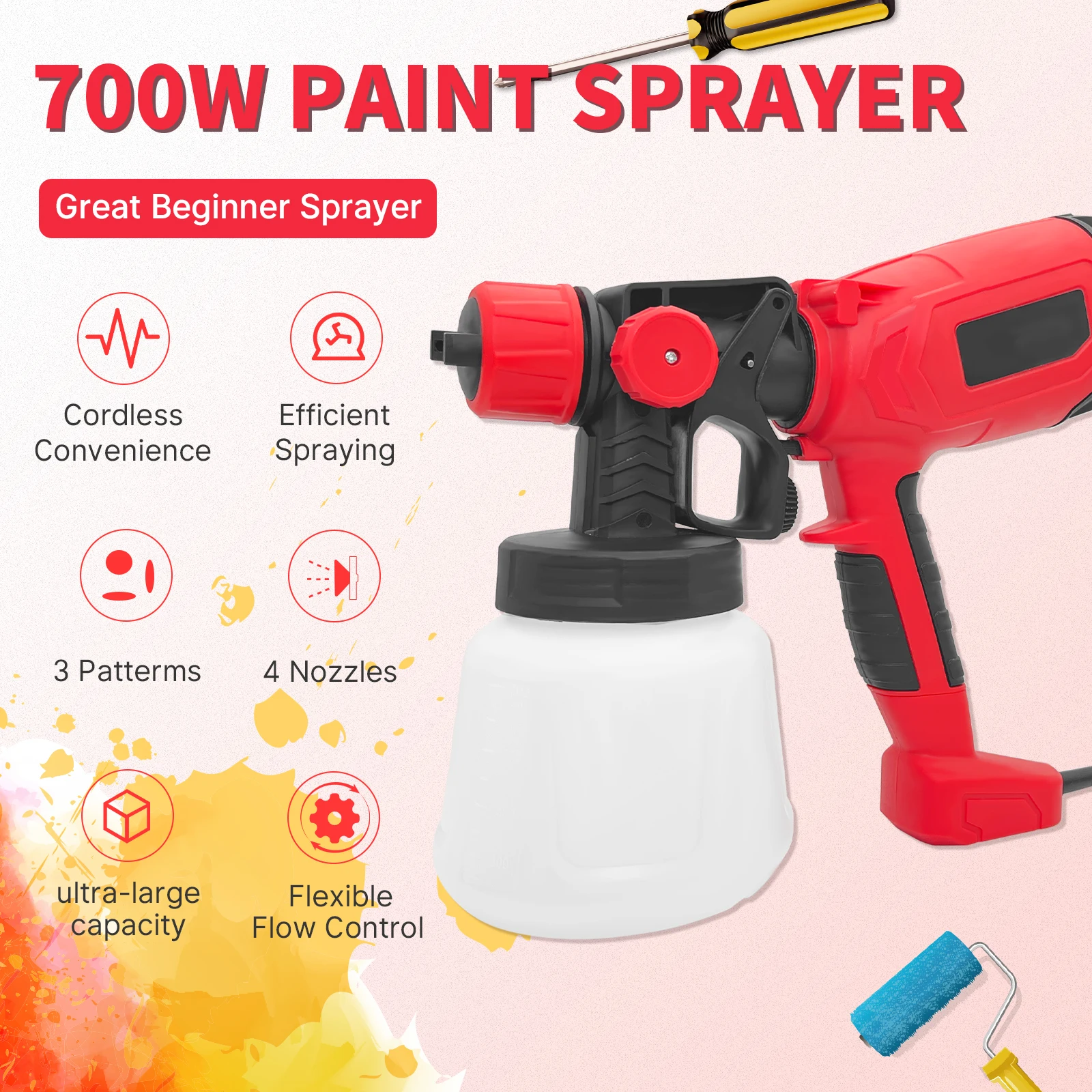 3 Spray Methods,Paint Spray Gun For Milwaukee,1000 ml Spray Gun Cup Capacity For Home And Garden.