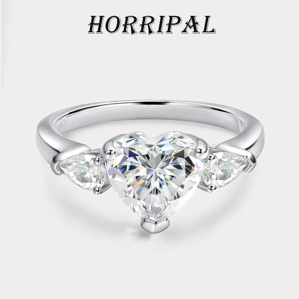 

HORRIPAL 1-4CT Heart Moissanite Ring for Women GRA 925 Sterling Silver Plated 18K White Gold Wedding Sparkling Eternity Jewelry