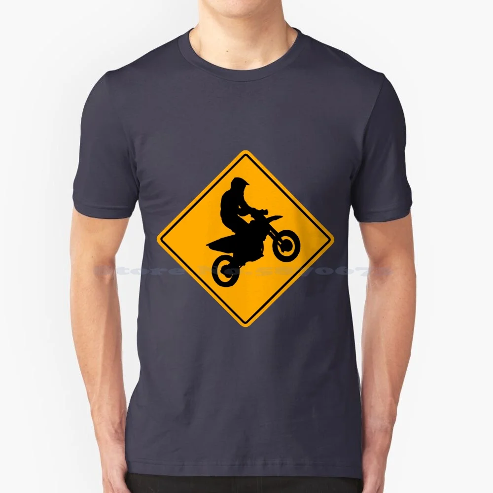 Supermoto Road Sign T Shirt 100% Cotton Tee Supermoto Moto Cross Motocross Enduro Supercross Motorradfahrer Motorradrennen