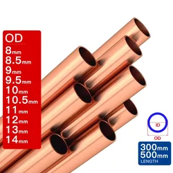 2pcs copper pipe OD 8 8.5 9 9.5 10 10.5 11 12 13 14mm length 300 500mm Hollow straight round Thin cooper tube piping