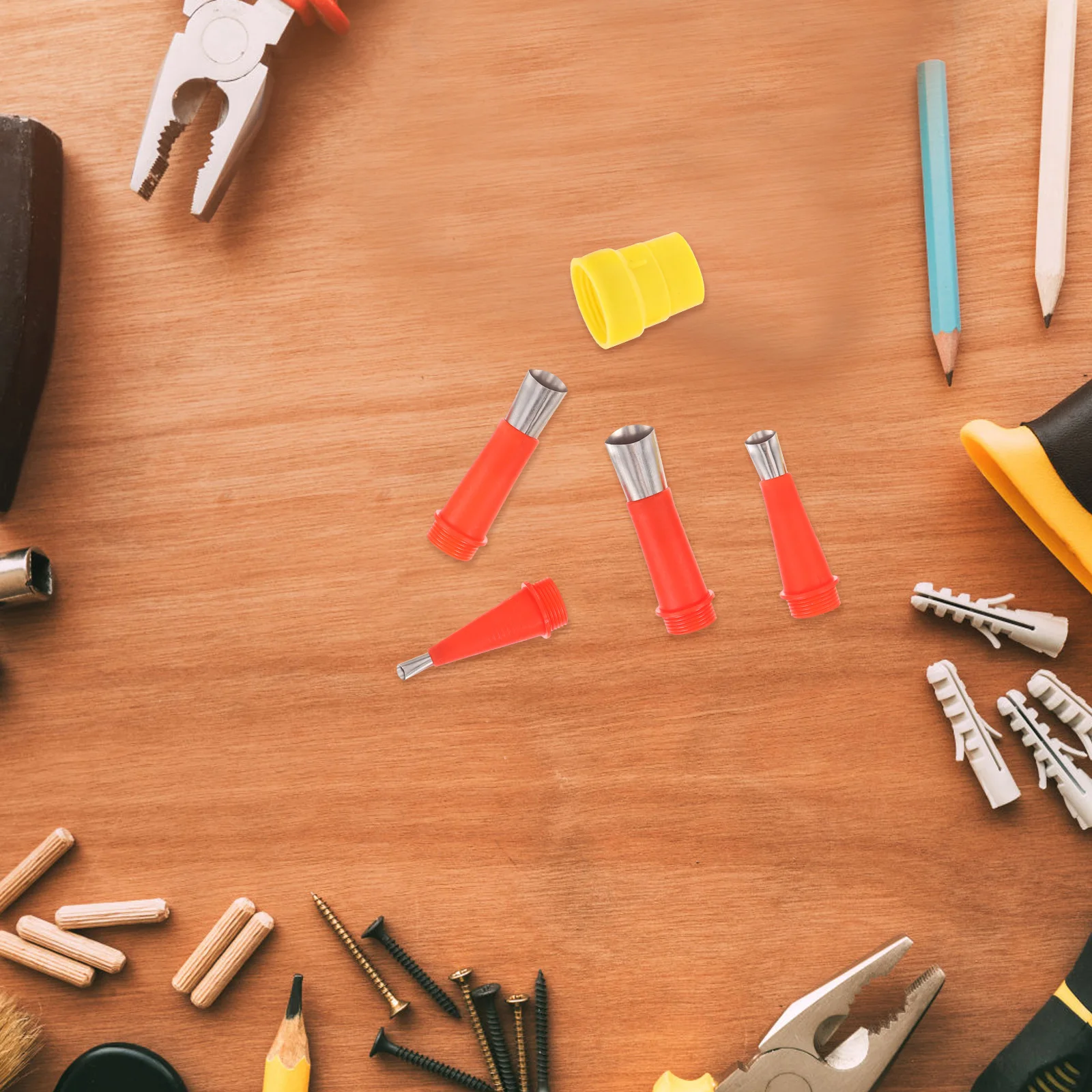 

1 set Caulking Nozzle Set Stainless Steel Tips Replaceable Base Hot Melt Glue Gun Accessories caulking tool kit bath kitchen