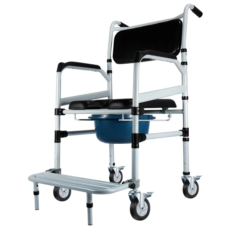 Elderly Disabled Toilet Chair Pregnant Women Aluminum Alloy Folding Lightweight With Brake Movable Commode