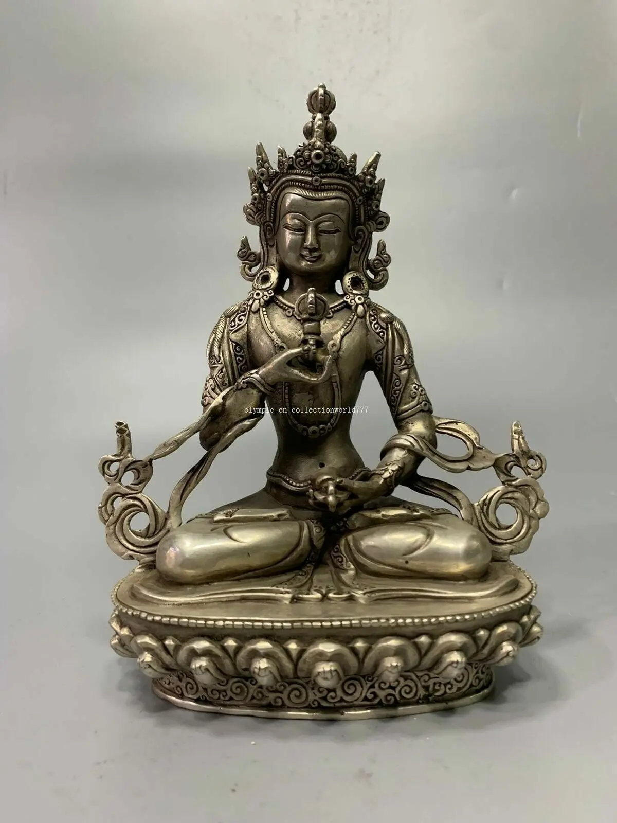 

8 inch bronze copper gild silver plating Chenrezik Practice Four-Armed Guanyin