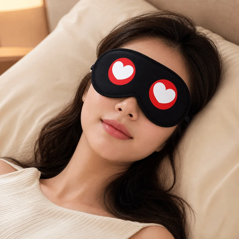Cute Style Cartoon Pattern Sleep Mask Concave Light Blocking Eye Cover Adjustable Breathable Sleeping Eye Mask for Women Men