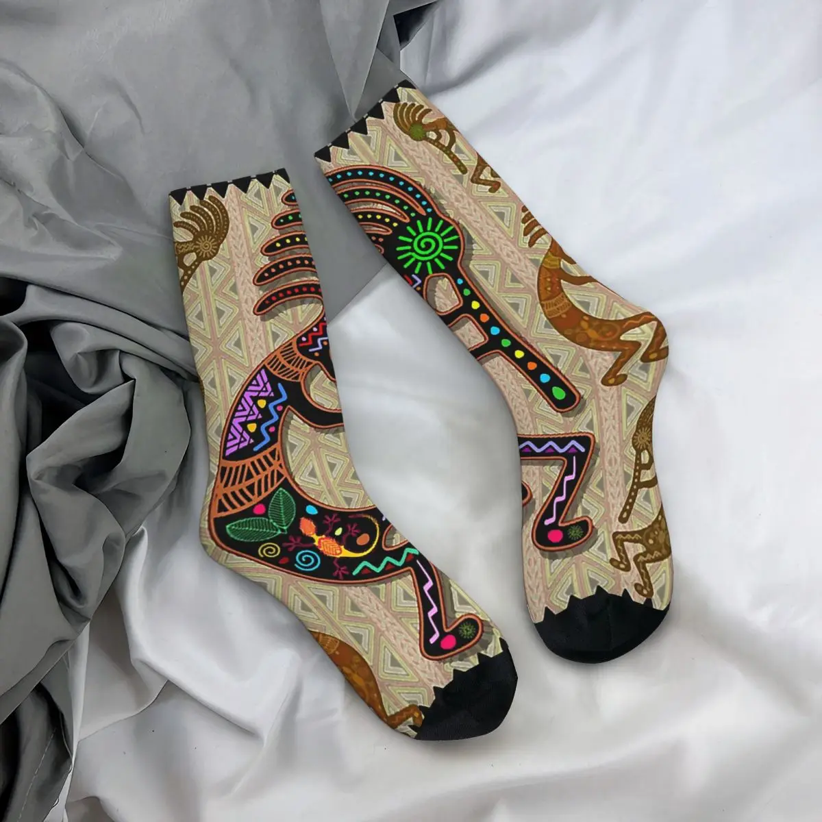 

Носки на все случаи жизни с изображением индейских племен Кокопелли и флейт, длинные носки для мужчин и женщин, подарок на День святого Валентина