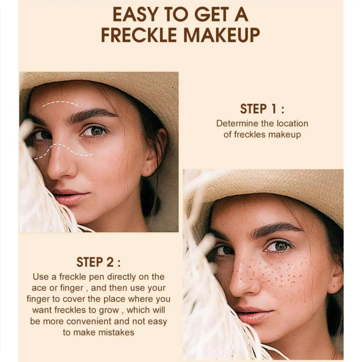 HANDAIYAN Penna per lentiggini naturale impermeabile Matita per trucco per macchie finte ad asciugatura rapida per viso Strumento di bellezza per cosmetici realistici