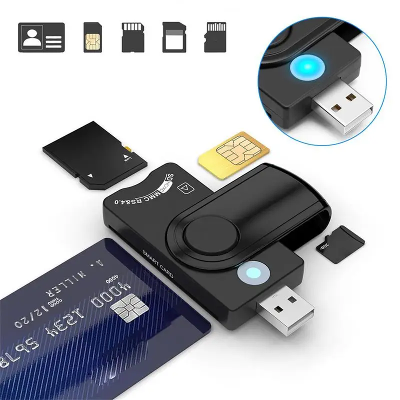 Lecteur CAC pour Transfert Rapide Compact et Portable, pour Usage Domestique et Voyage, USB 2.0, Transfert Sûr et Stable pour Linux ISO EMV