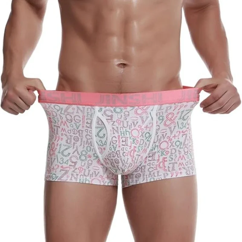 Jinshi Men’s Comfortable Underwear Short Boxer Briefs Open Fly No Ride Up Underwear Mens Printed Boxer Briefs