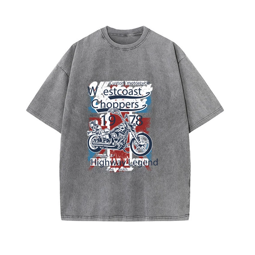 Acid Wash T Shirt Summer Vintage Oversize Fashion Women's Men  Harajuku T-Shirt Extreme Motocross Graphic Print Harajuku Tees