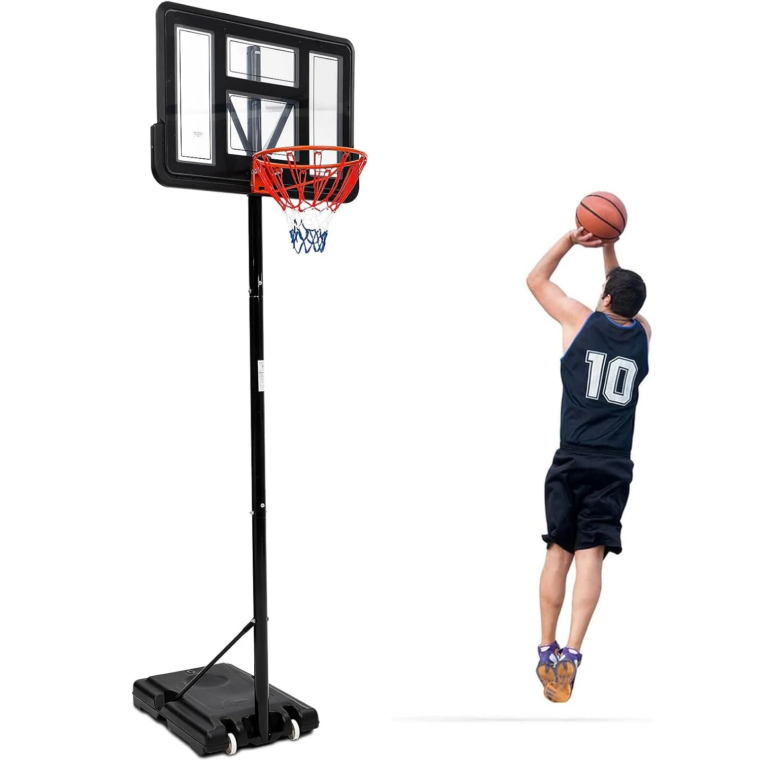 

Portable Basketball Hoop System 5.2-10ft Adjustable for Kids/Youth, Pe Frame, Shatterproof PVC Board, Rust-Resistant Steel Rods