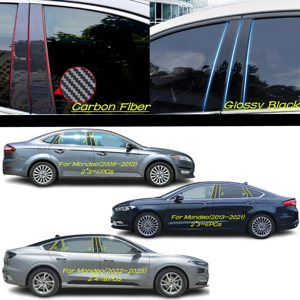

Car PC Material Pillar Post Cover Door Trim Window Molding Sticker Plate Accessories For Ford MONDEO 2008-2012 2013-2017-2025