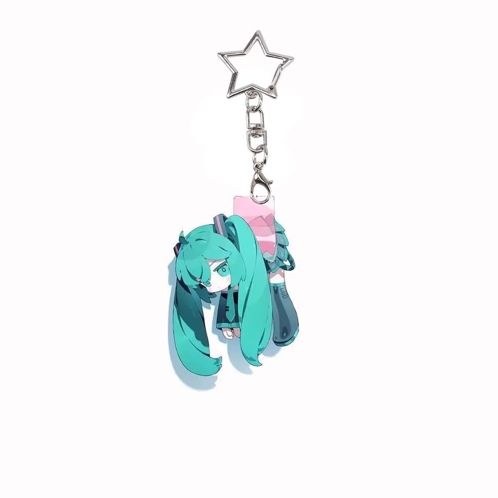 @Miku Acrylic Keychain Book Backpack Keyring Decoration Ins Student Kawaii Creativity Keyring Girl Stars Pendants Birthday Gift