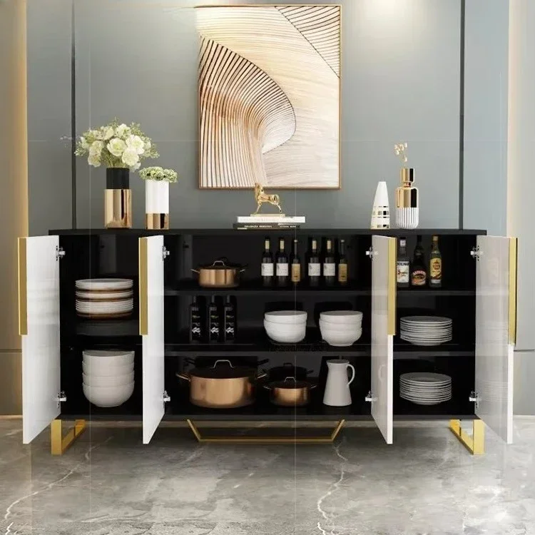 Wooden Cupboard Glass Top Buffet Cabinet Home Dining Room