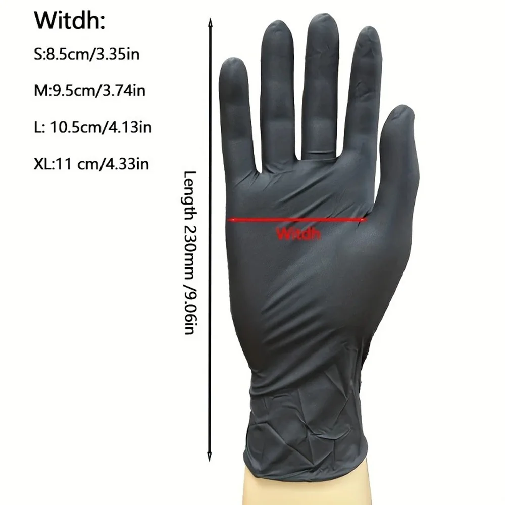100/50/10pcs Disposable Black Nitrile Gloves S/M/L/XL Durable House Cleaning Glove Latex Free Waterproof Gloves Tattoo Supplies
