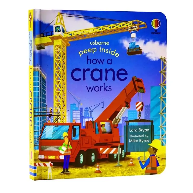 Usborne Peep inside How a Crane Works 3D Stereoscopic English Picture Book Beginner's Learning Tool for Kids
